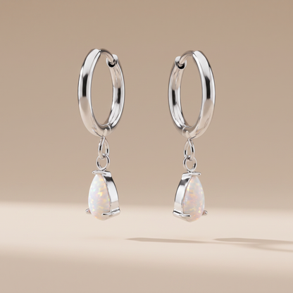 Asea Opal Teardrop Hoops — Silver color