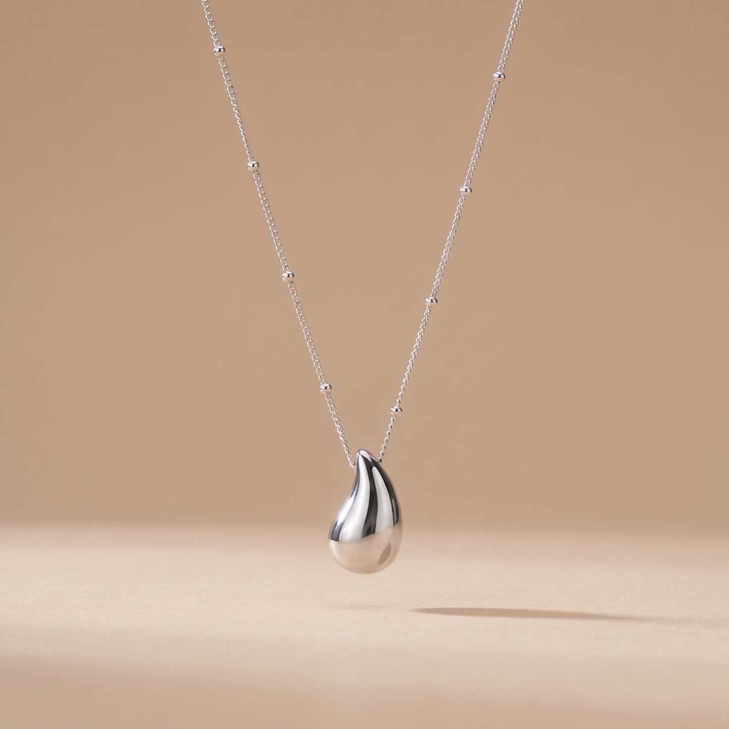 Asea Golden Drop Pendant Necklace — Silver Color