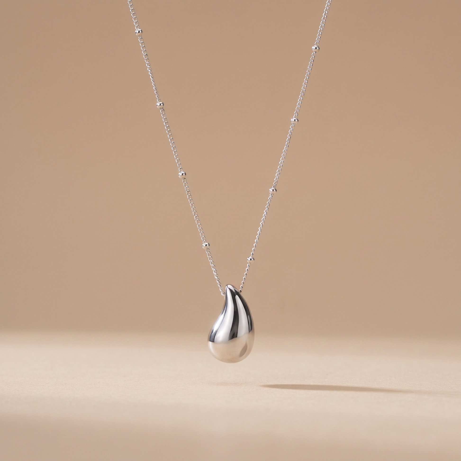 Asea Golden Drop Pendant Necklace — Silver Color