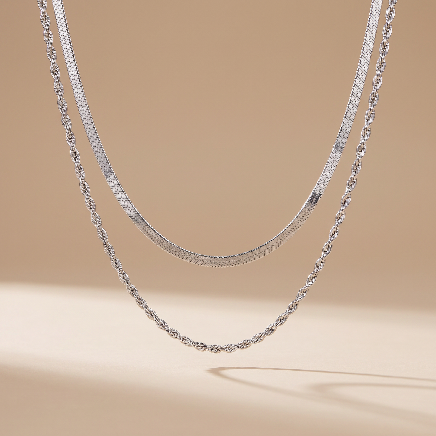 Asea Altea Double Layered Necklace — Silver Color