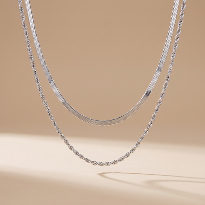 Asea Altea Double Layered Necklace — Silver Color