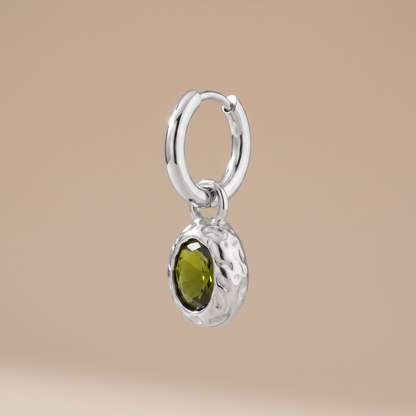 Asea Olive Drop Huggie Earrings — Silver color