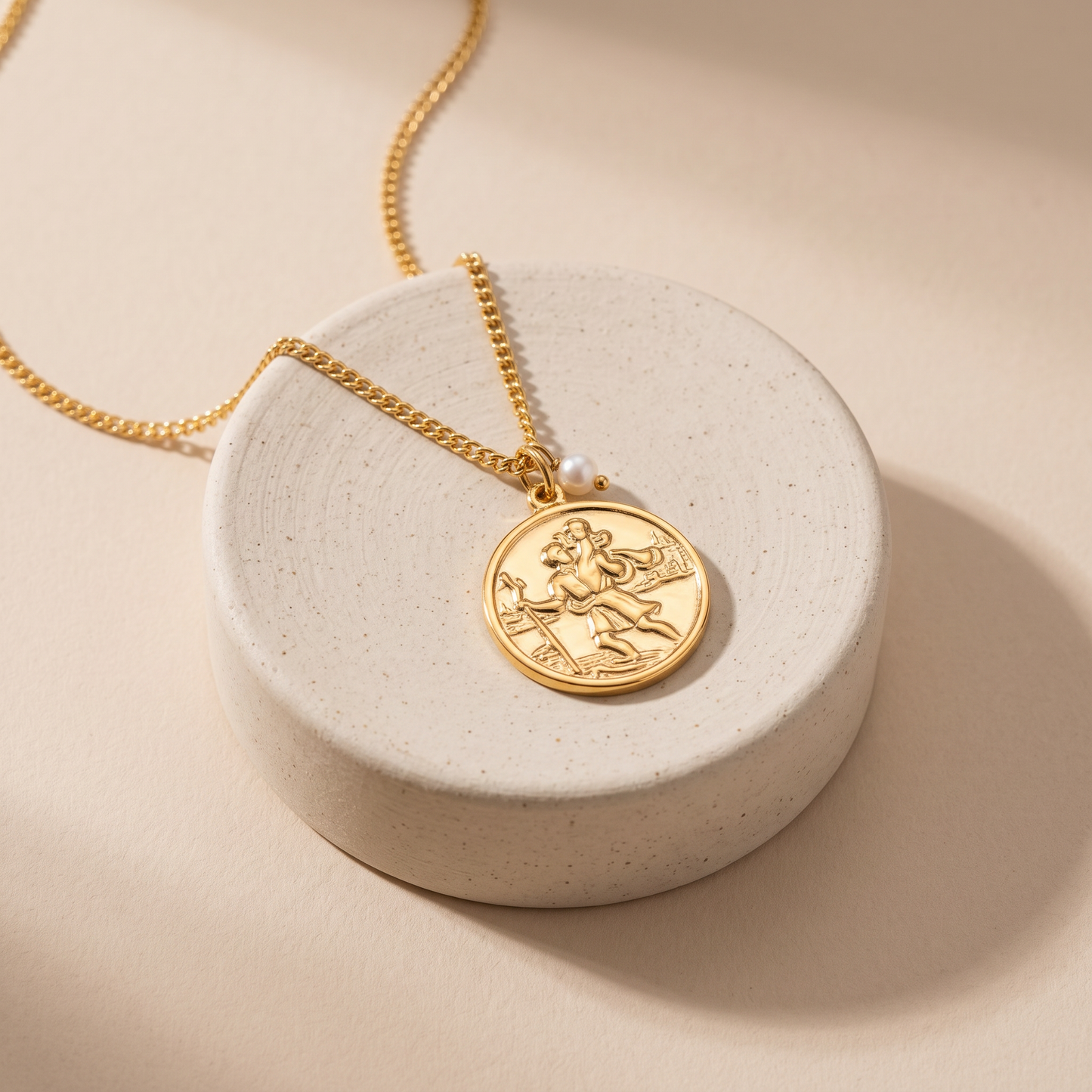 Asea St. Christopher Medallion Necklace — angle