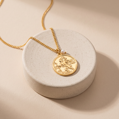 Asea St. Christopher Medallion Necklace — angle
