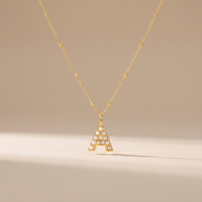 Asea Mother of Pearl Initial Necklace — front view