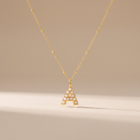 Asea Mother of Pearl Initial Necklace — front view