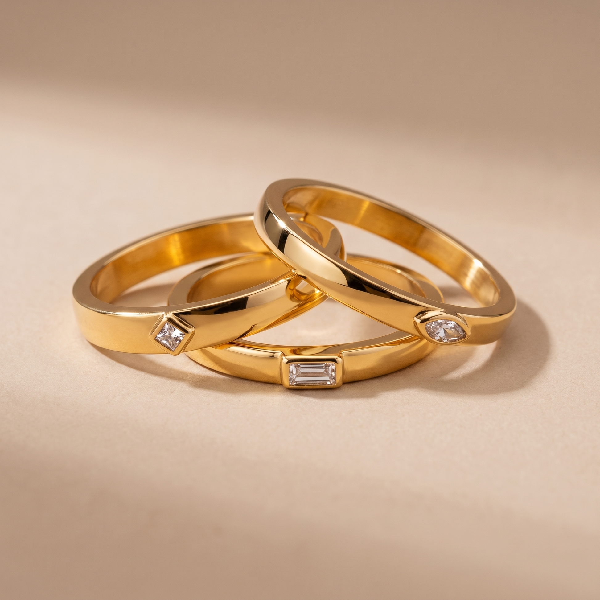 Asea Eternity Stacking Rings Trio — close-up detail