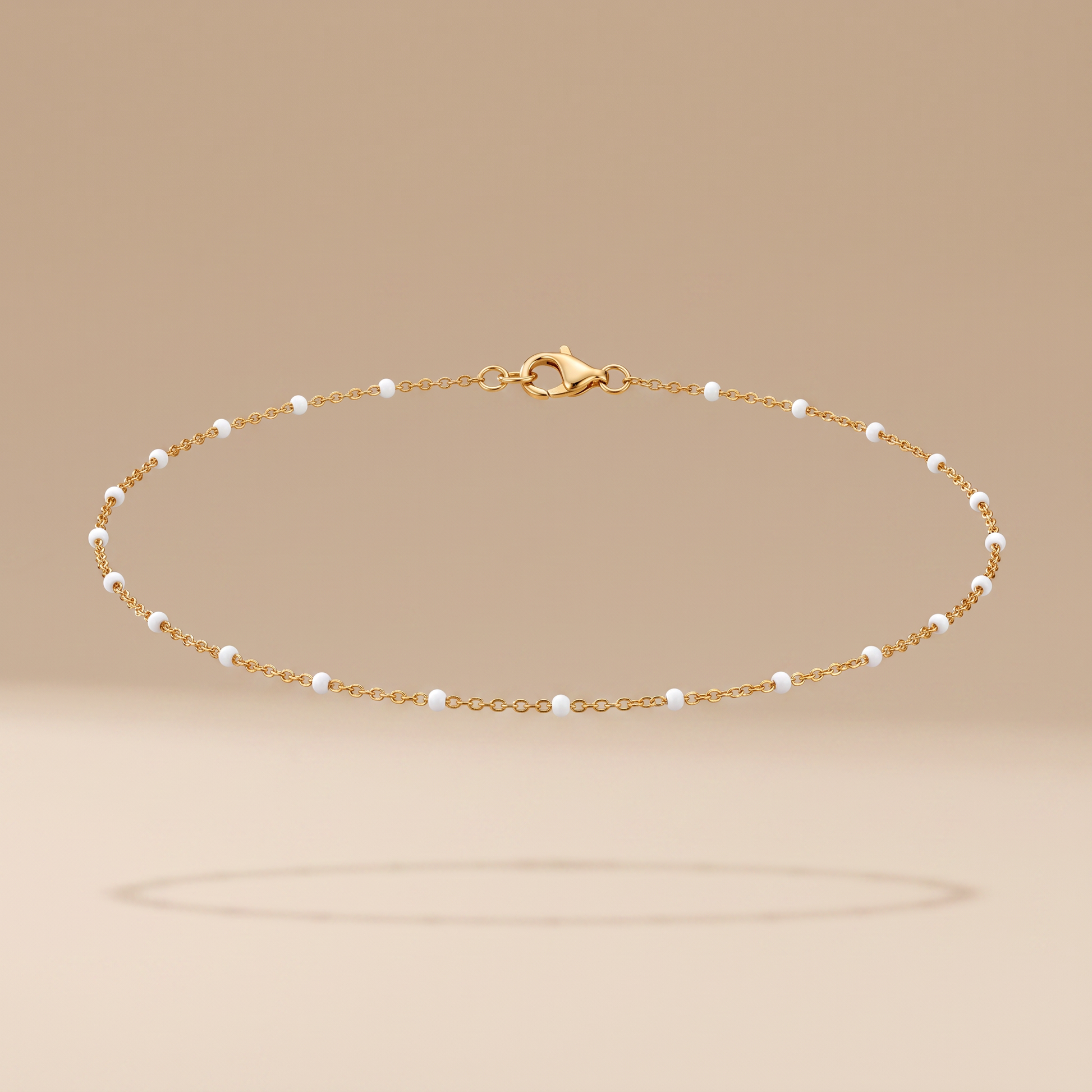 Asea White Bead Choker — 14K Gold Color