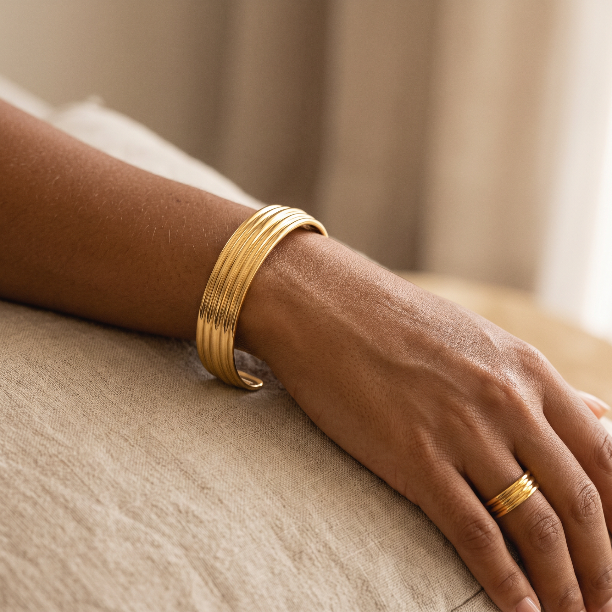 Asea Contour Sculptural Cuff — worn by model