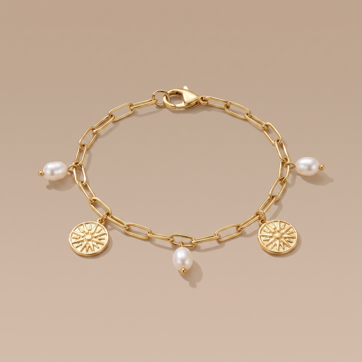 Asea Sun Charm Pearl Bracelet — front view