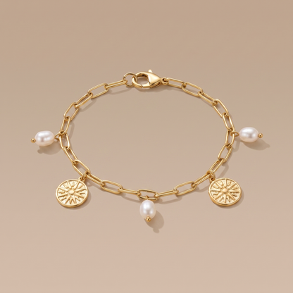 Asea Sun Charm Pearl Bracelet — front view