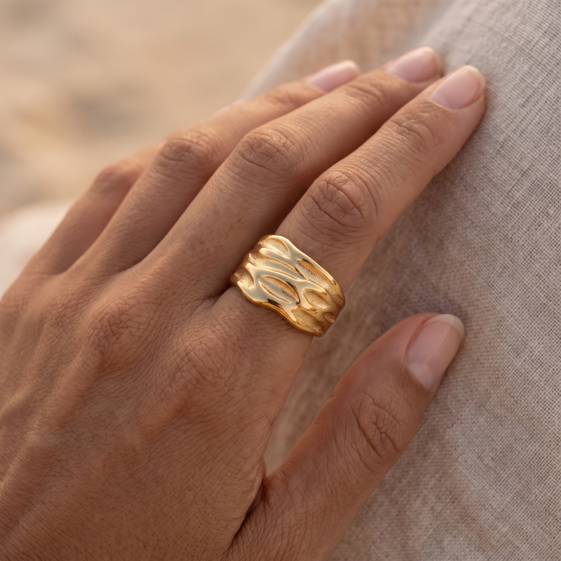 Asea Amara Sculptural Statement Ring — worn by model