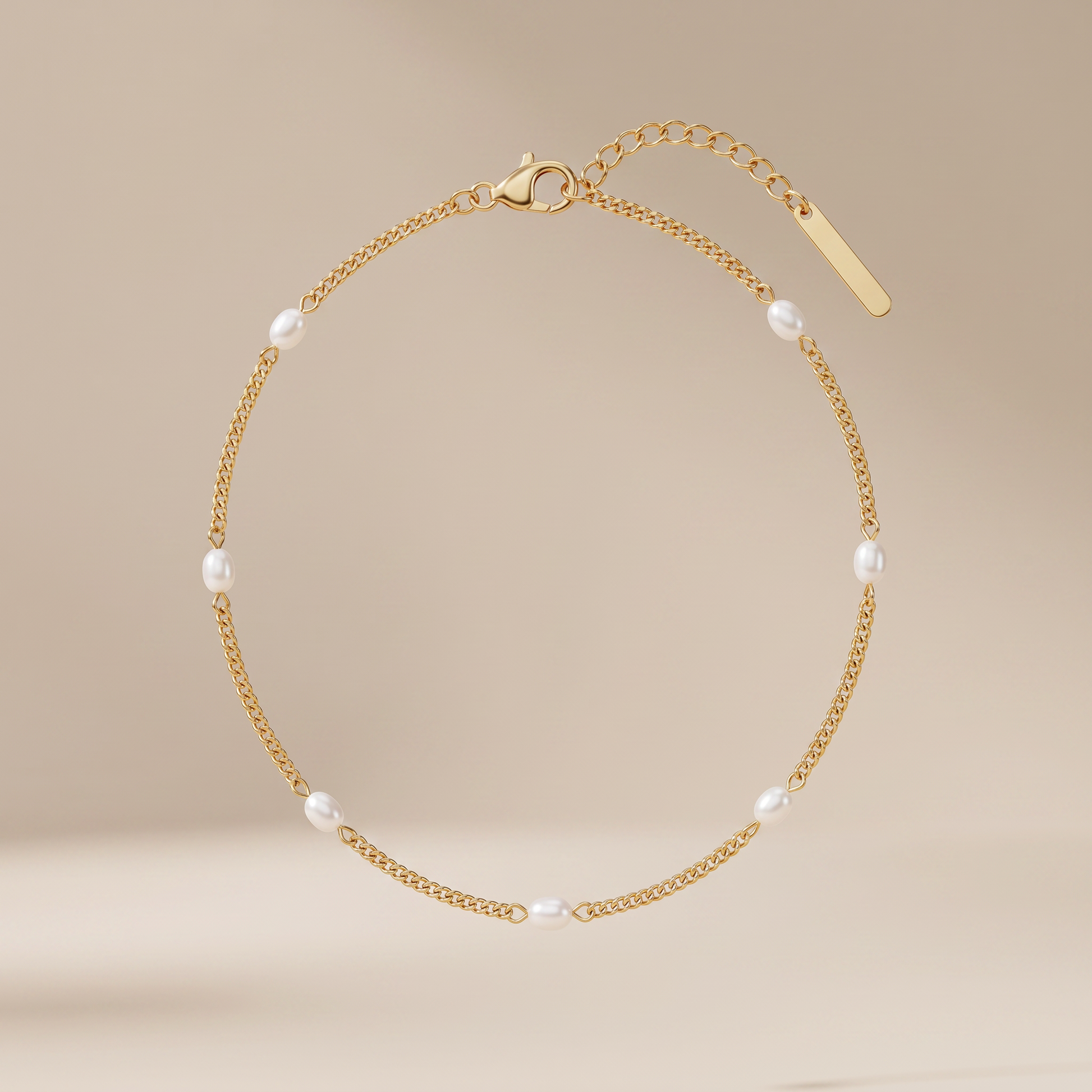 Asea Freshwater Pearl Chain Anklet — front view