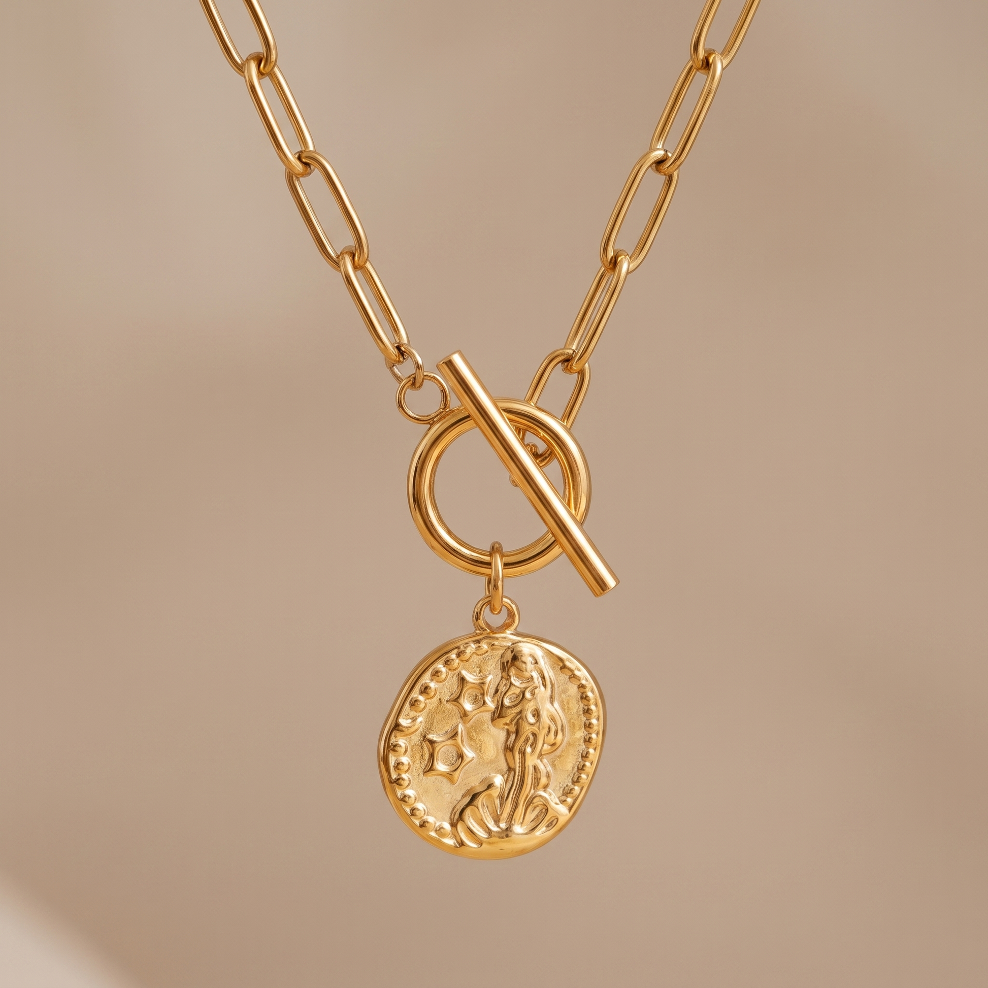 Asea Celeste Coin Necklace — close-up detail
