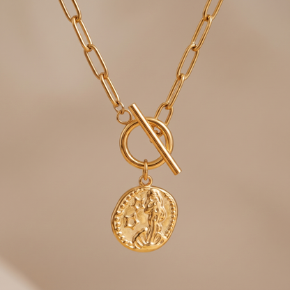 Asea Celeste Coin Necklace — close-up detail
