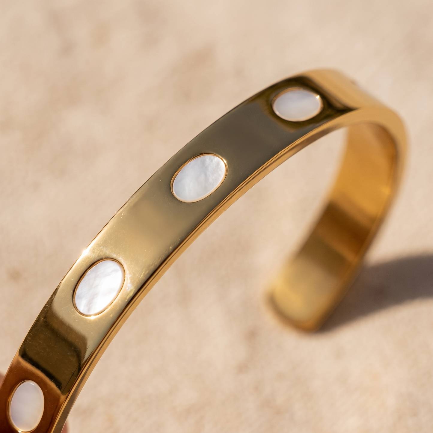 Asea Mother-of-Pearl Inlay Cuff — close-up detail
