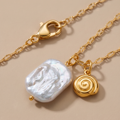 Asea Seashell Harbour Pearl Necklace — close-up detail