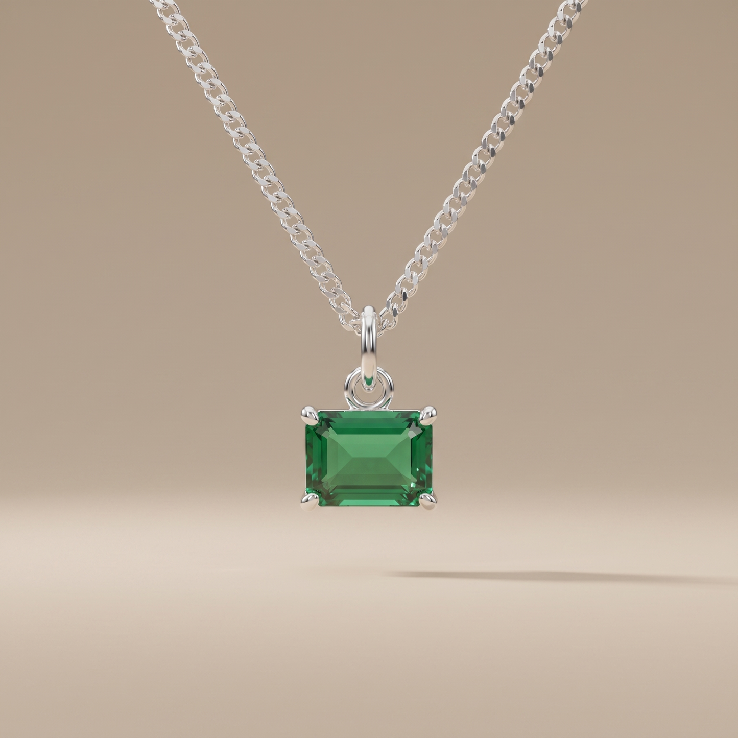 Asea Emerald Pendant Necklace — Silver Color