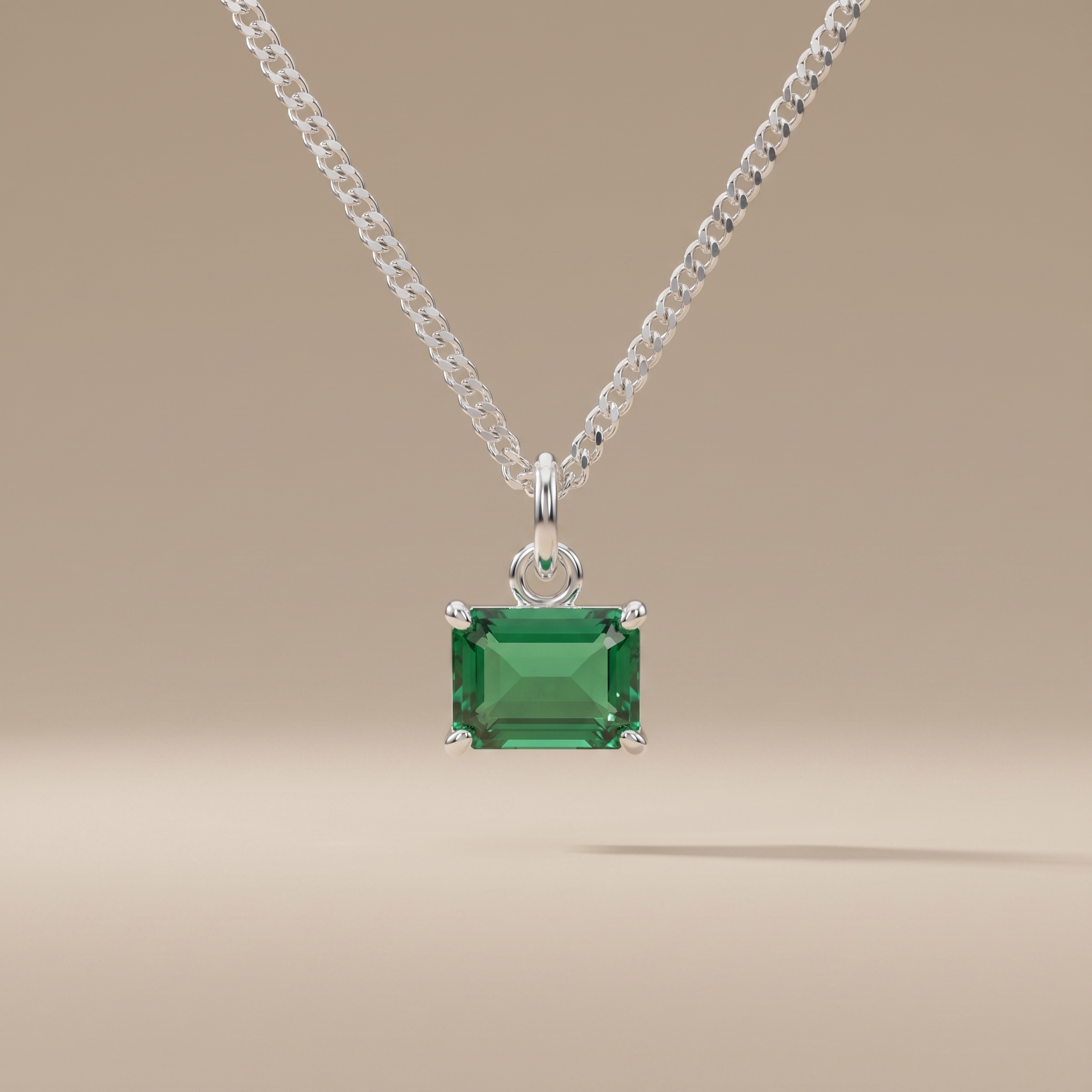 Asea Emerald Pendant Necklace — Silver Color