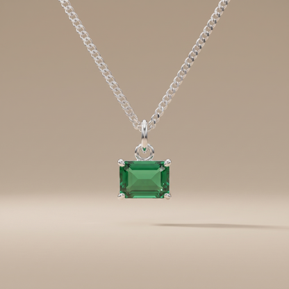 Asea Emerald Pendant Necklace — Silver Color