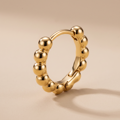 Asea Textured Bead Hoops — close-up detail