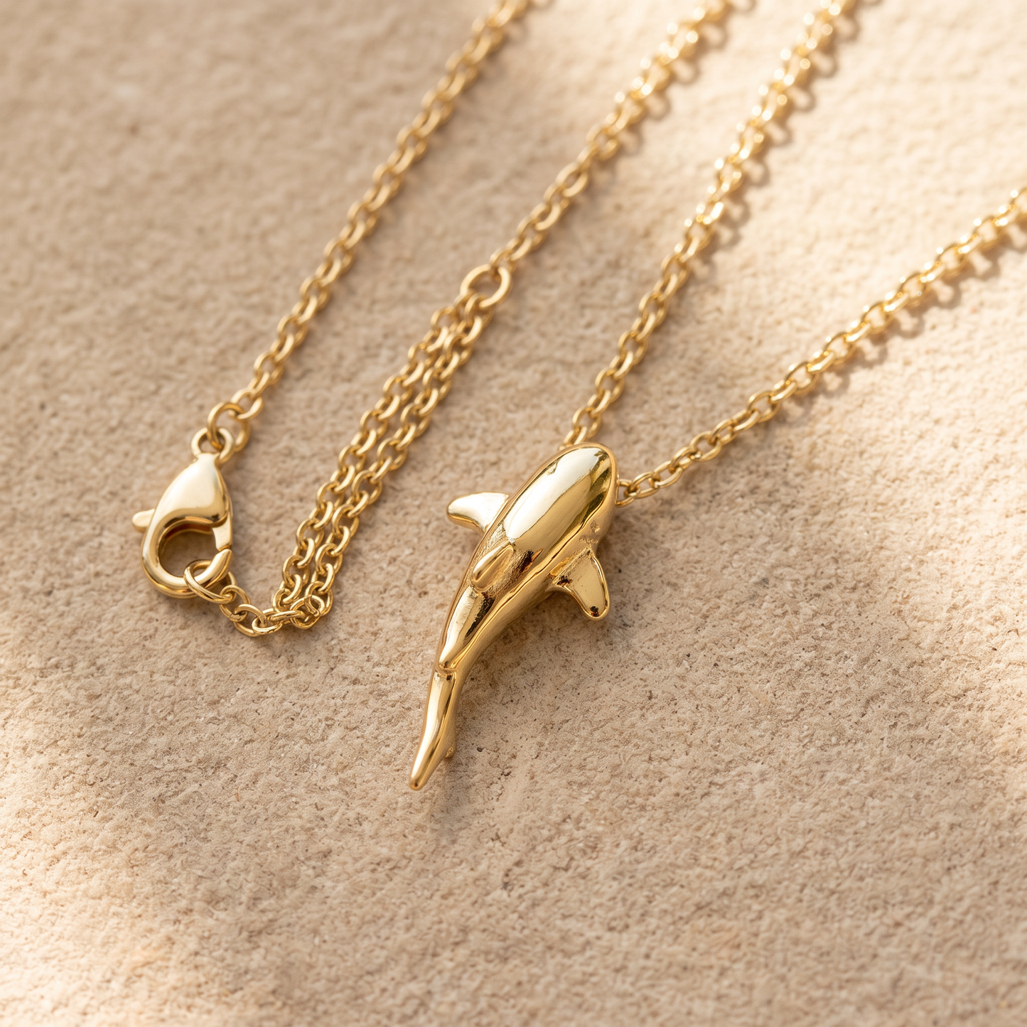 Asea Shark Pendant Necklace — close-up detail