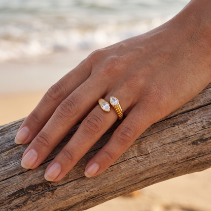 Asea Luz Sculptural Ring — worn by model