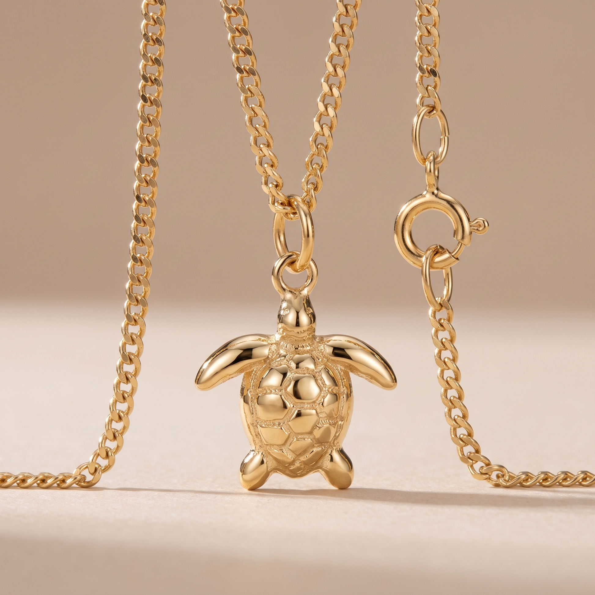 Asea Sea Turtle Pendant Necklace — close-up detail