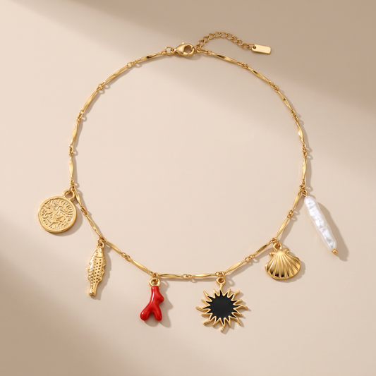 Asea Mediterranean Charm Necklace — front view