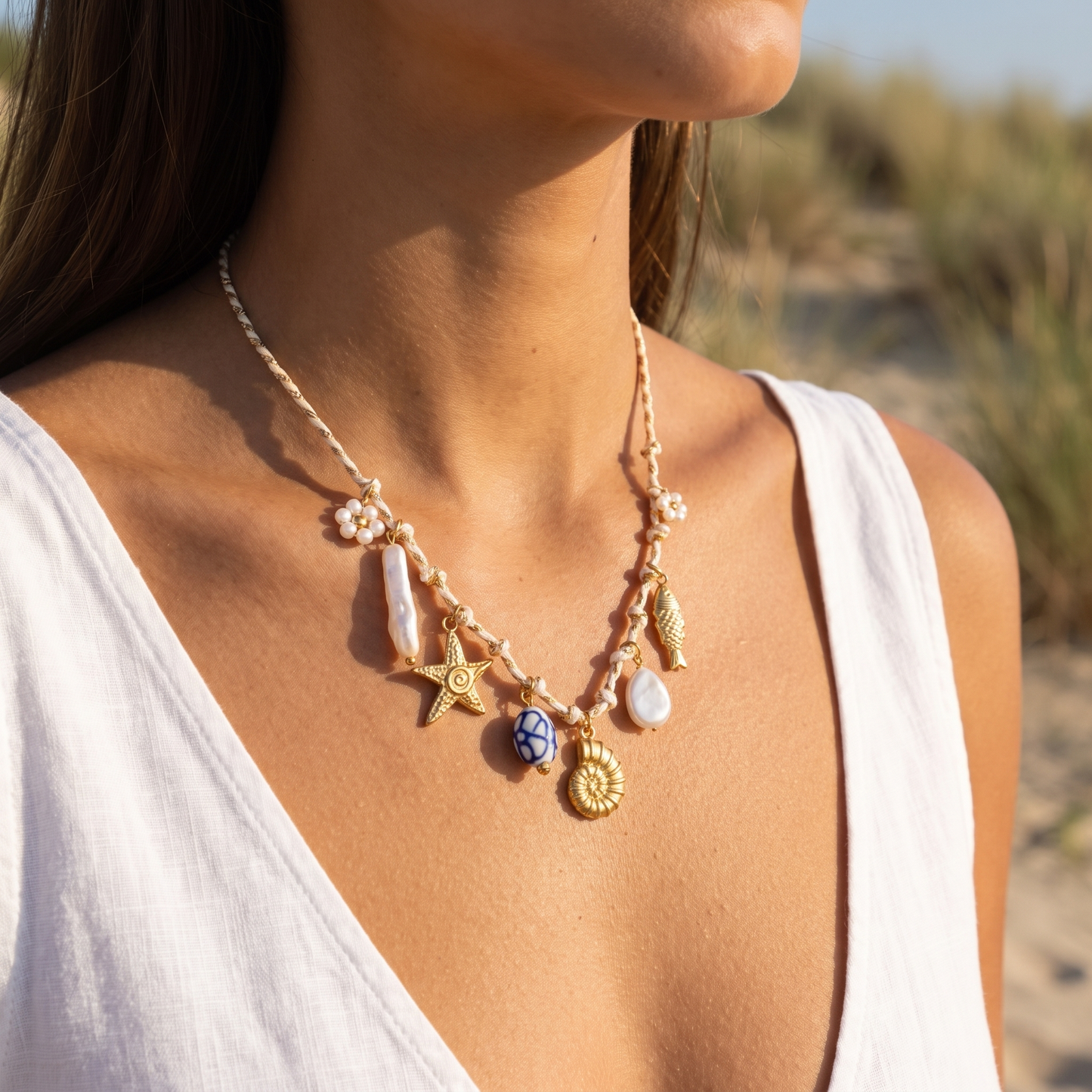 Asea High Tide Charm Necklace — worn by model