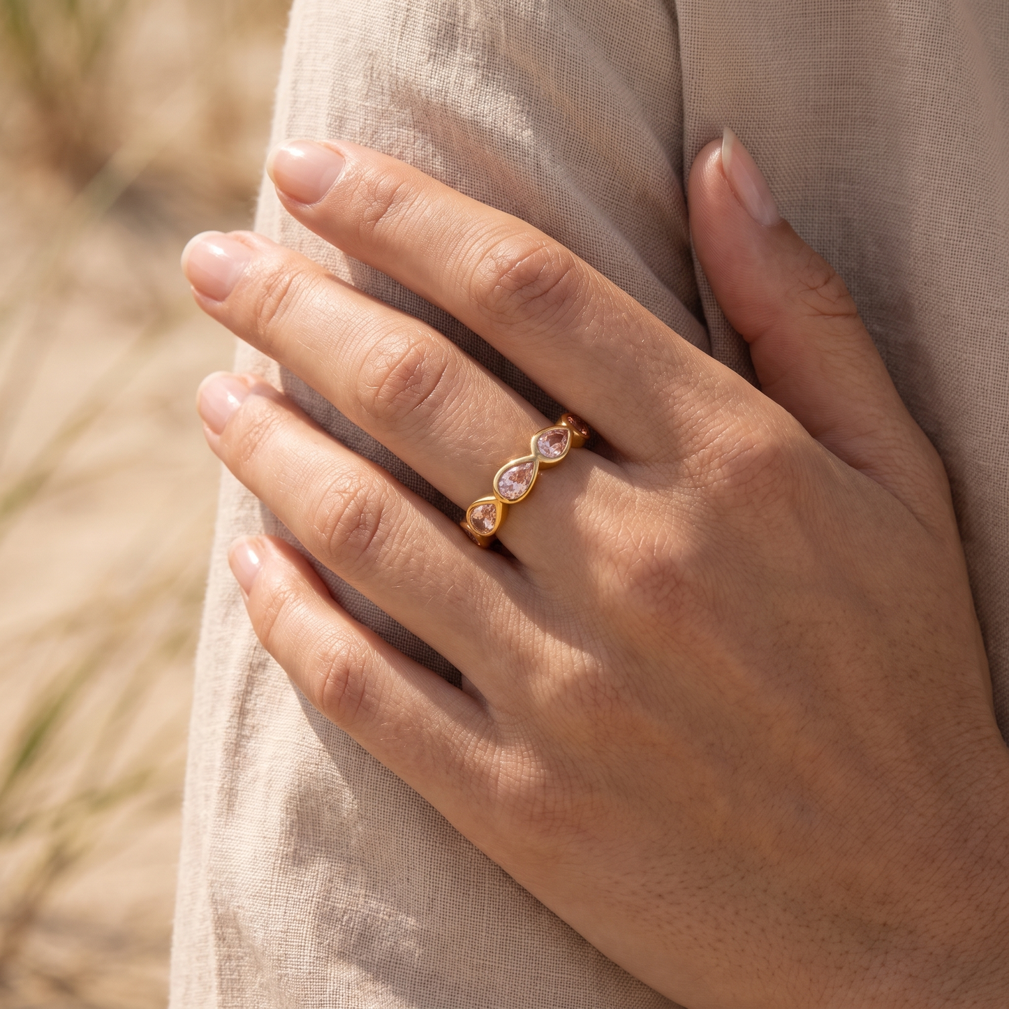 Asea Peony Pink Stone Ring — worn by model