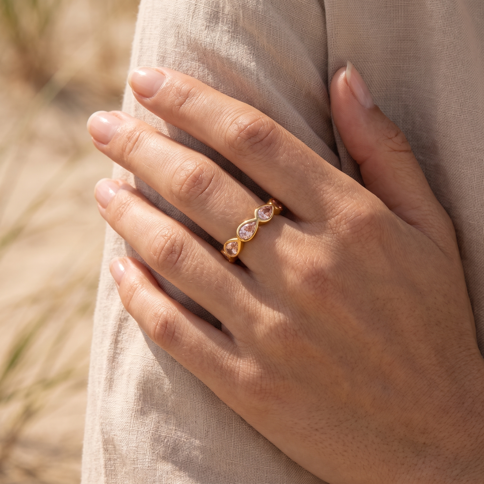 Asea Peony Pink Stone Ring — worn by model