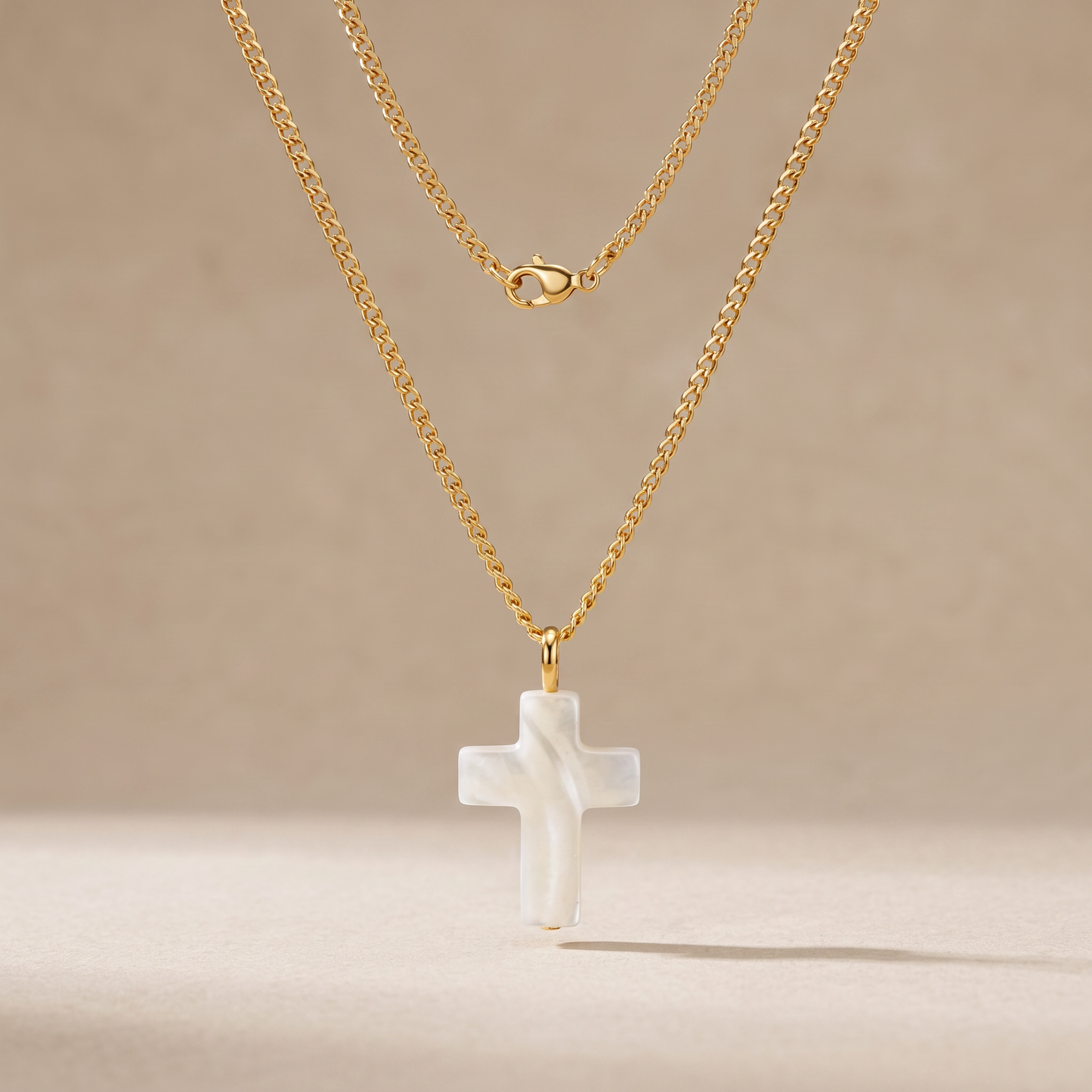 Asea Mother-of-Pearl Cross Pendant Necklace — front view