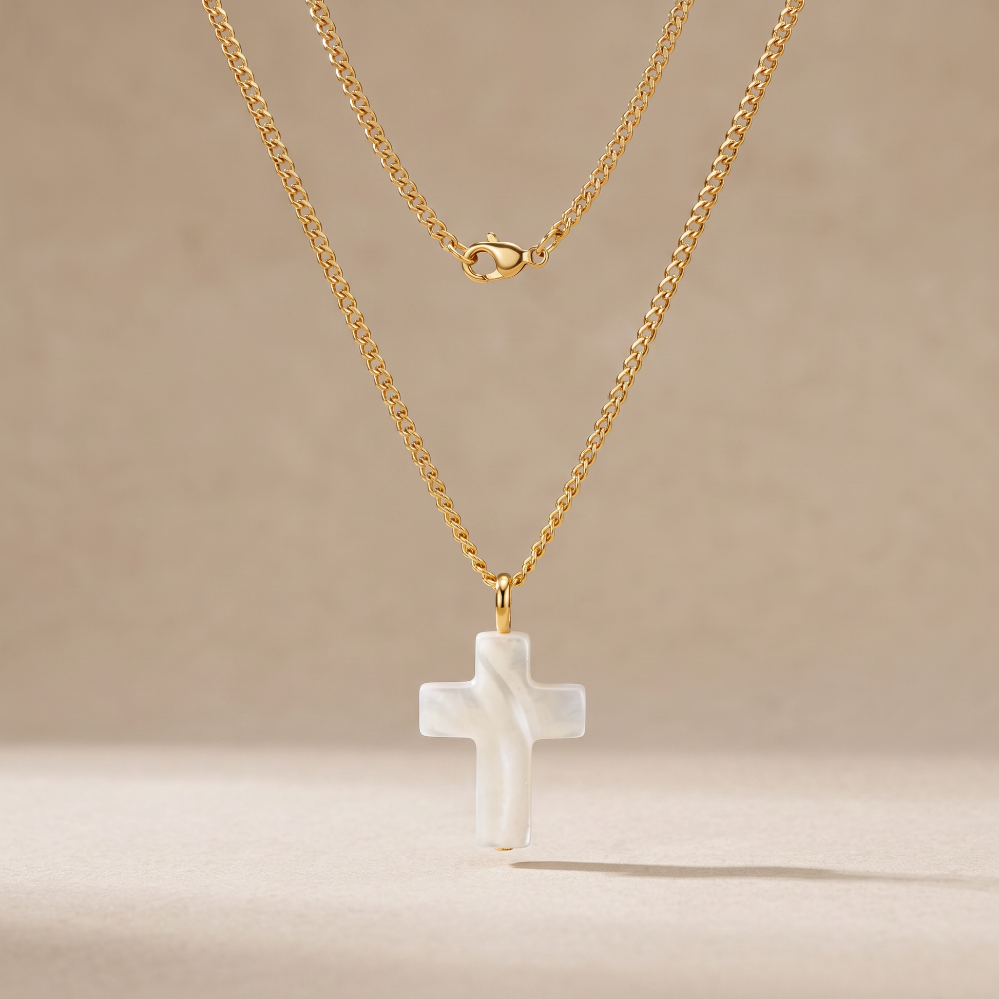 Asea Mother-of-Pearl Cross Pendant Necklace — front view