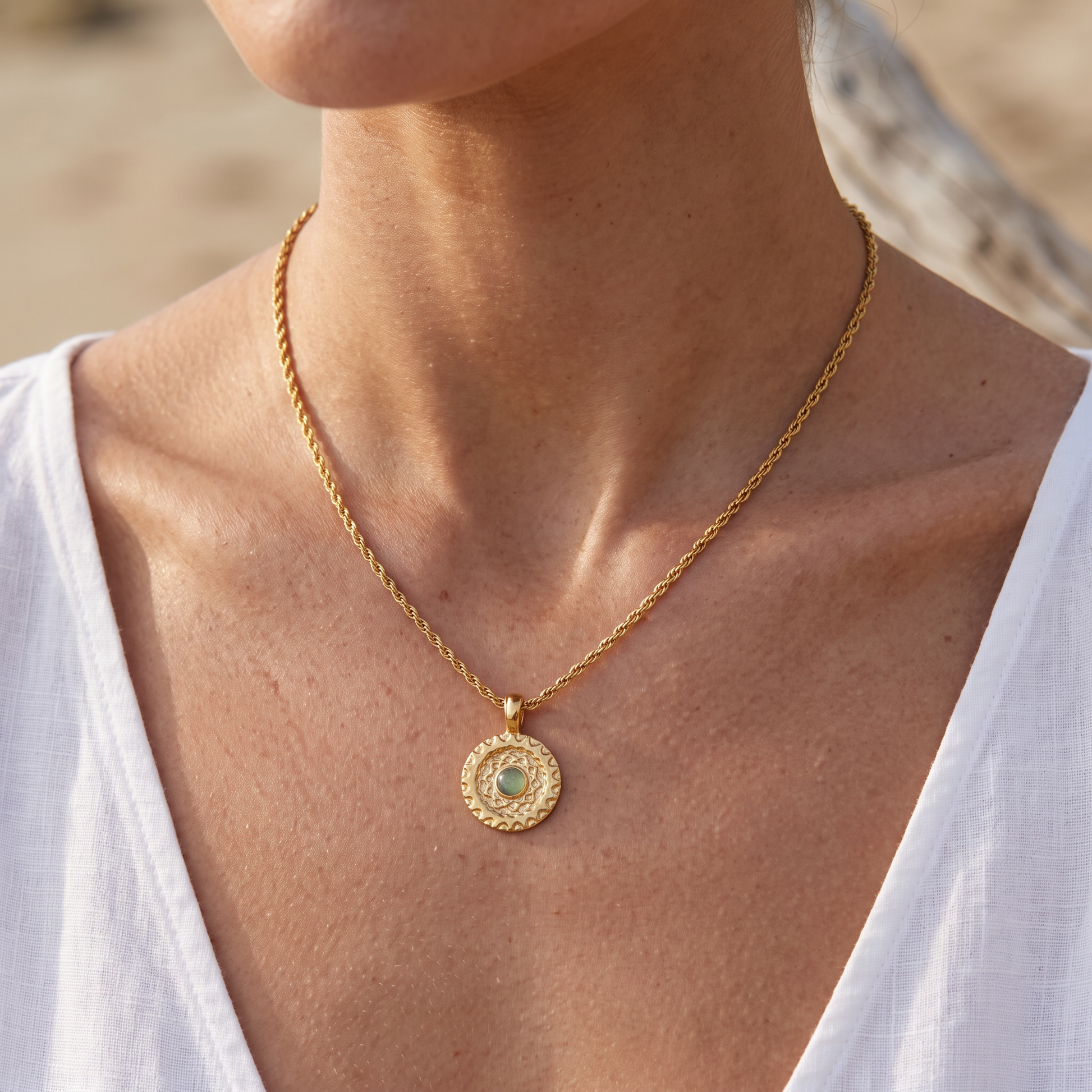 Asea Andean Sun Aventurine Necklace — worn by model