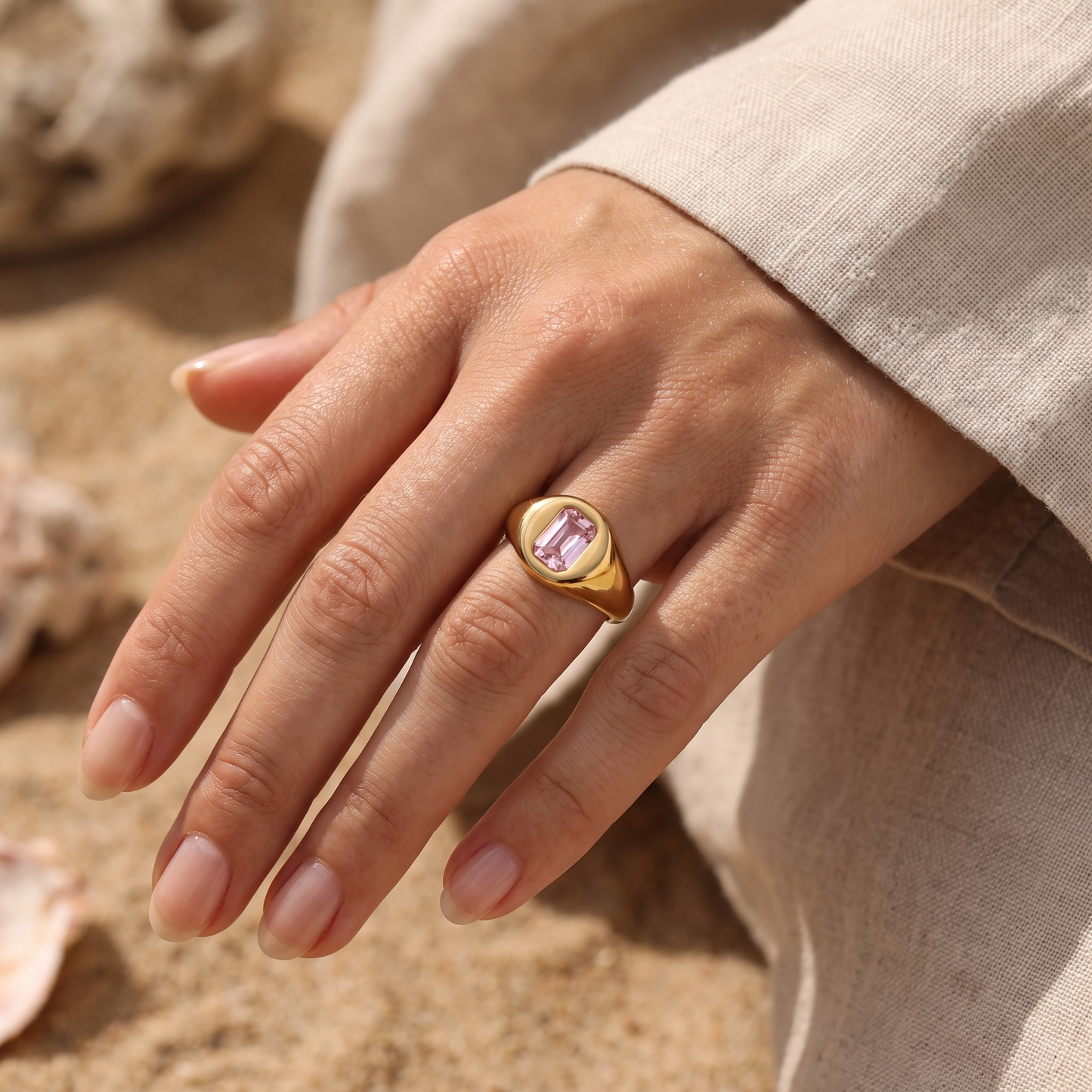 Asea Rosé Stone Ring — worn by model