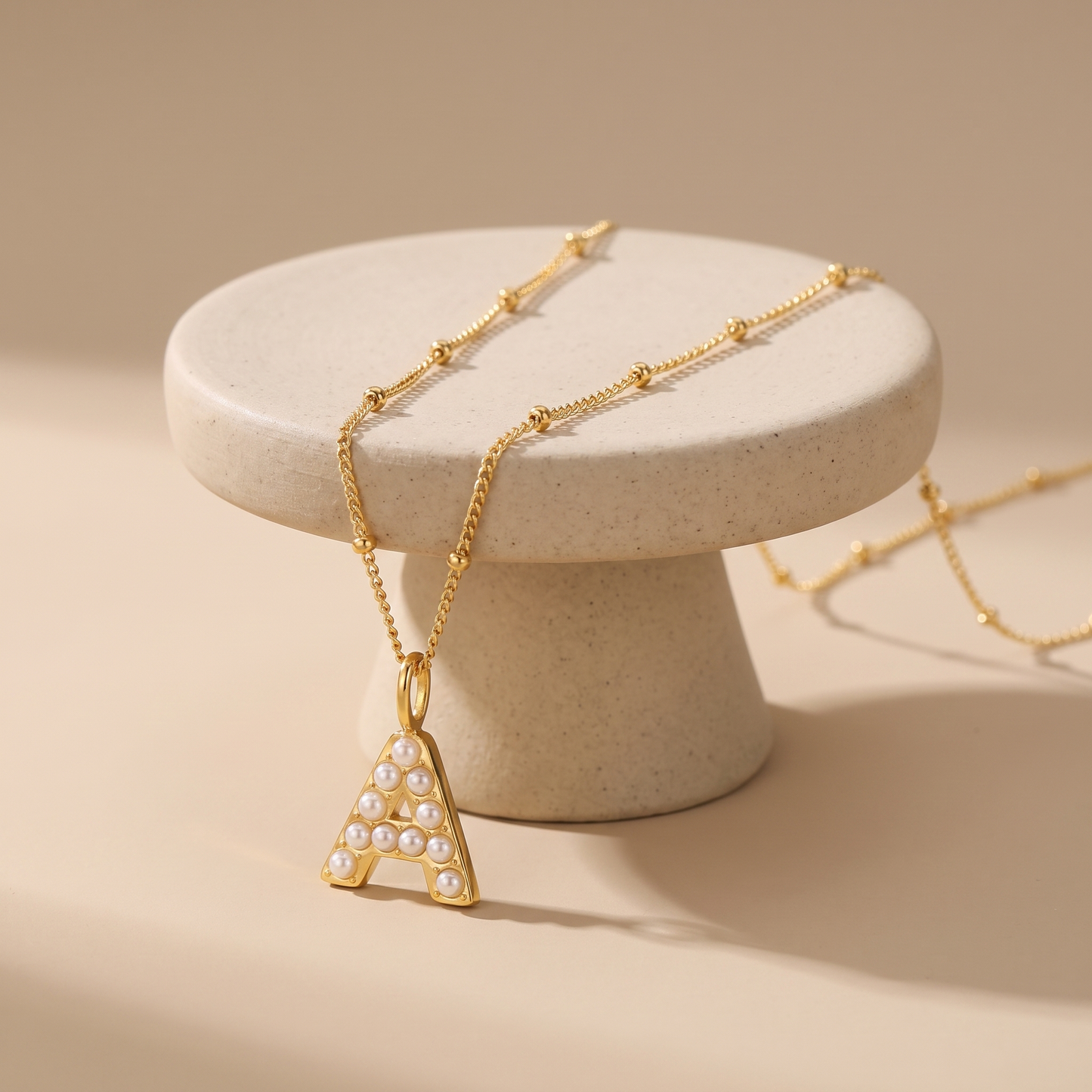 Asea Mother of Pearl Initial Necklace — angle