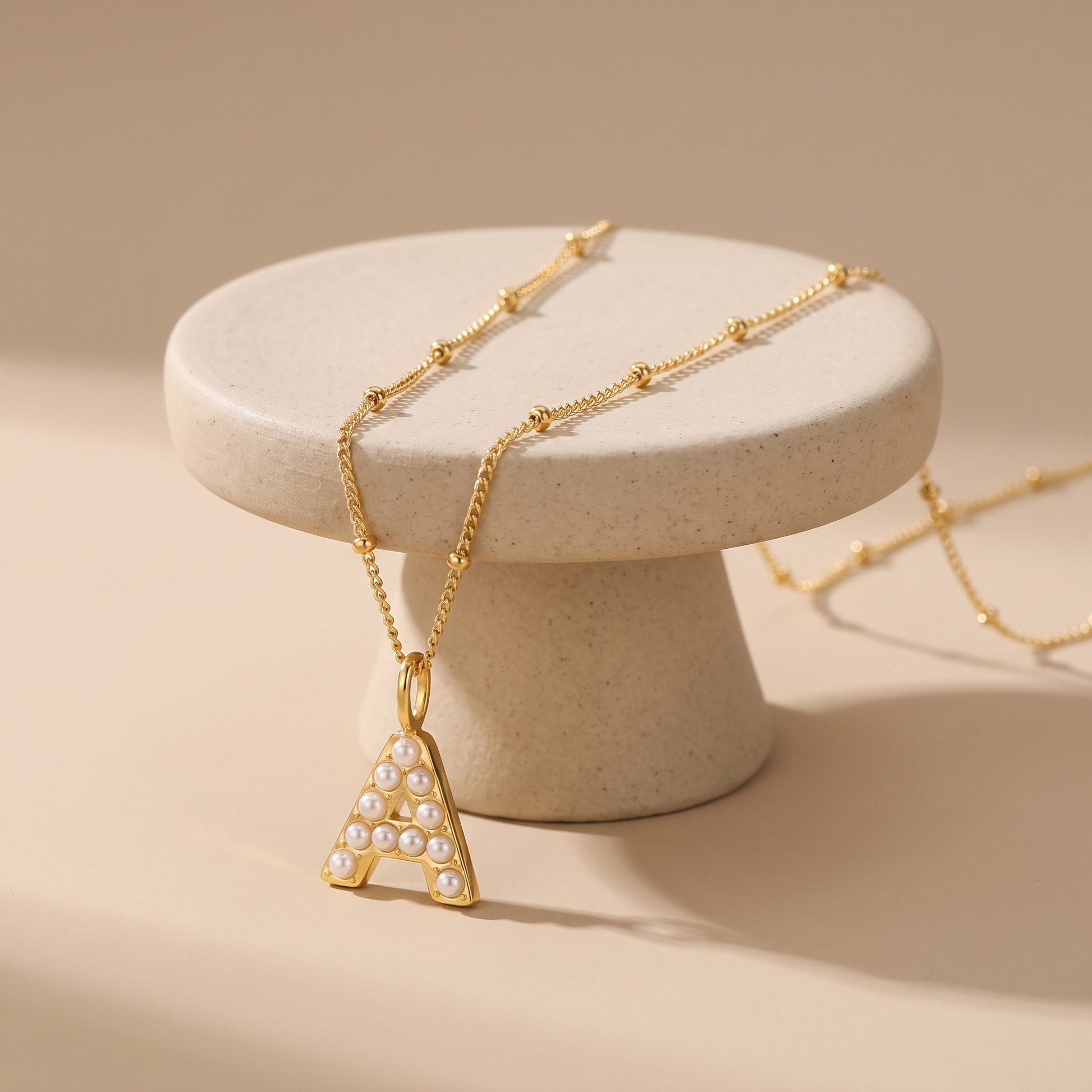 Asea Mother of Pearl Initial Necklace — angle
