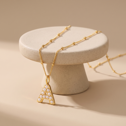 Asea Mother of Pearl Initial Necklace — angle