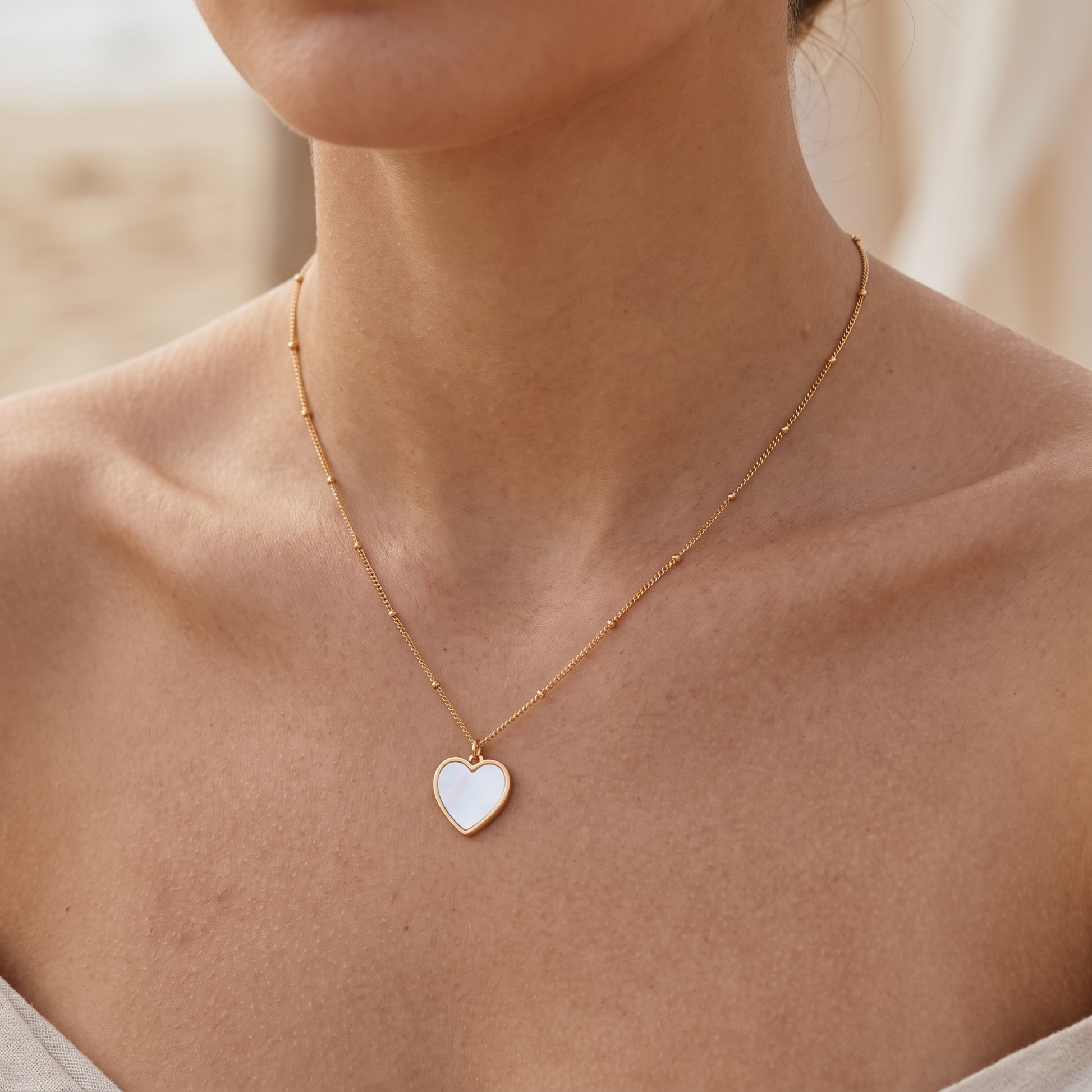 Asea Love Mother of Pearl Necklace — worn by model