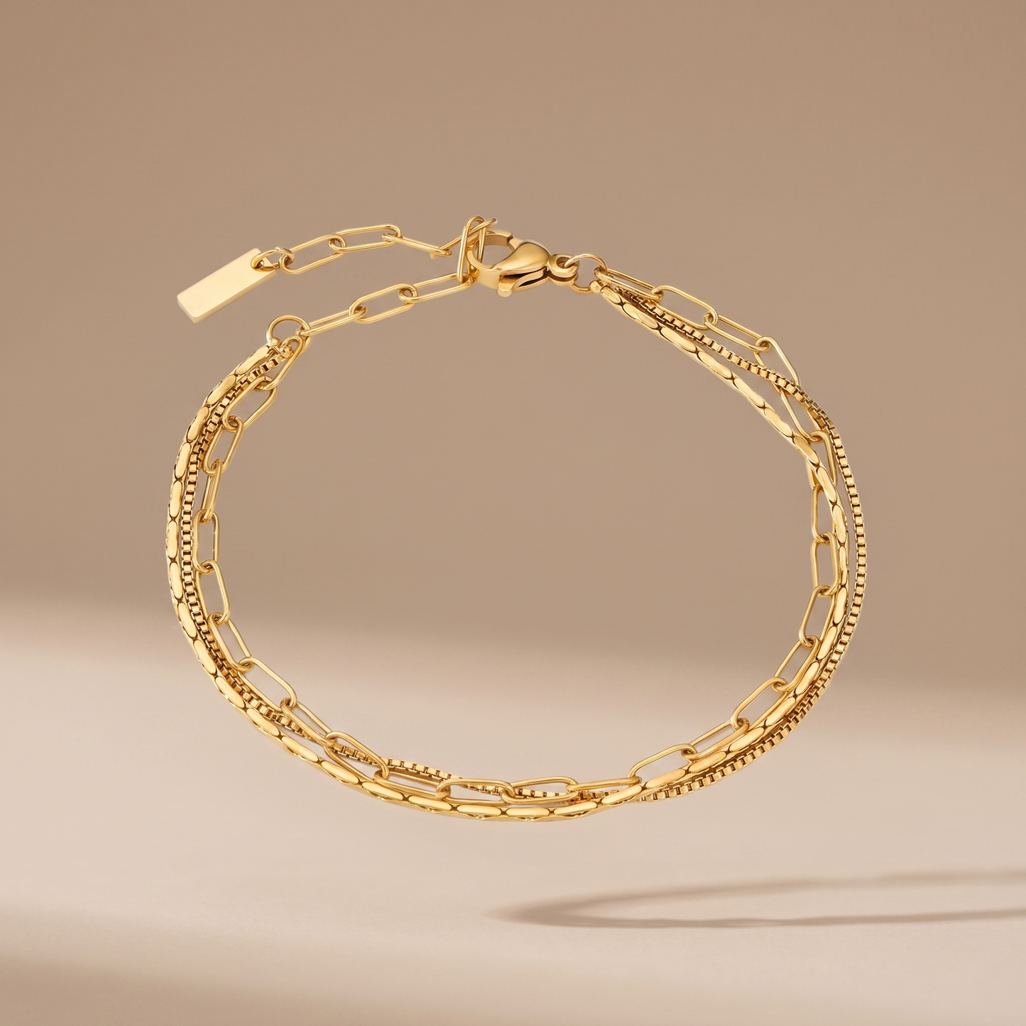 Asea Gold Triple-Layer Bracelet — front view