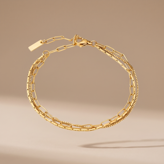Asea Gold Triple-Layer Bracelet — front view