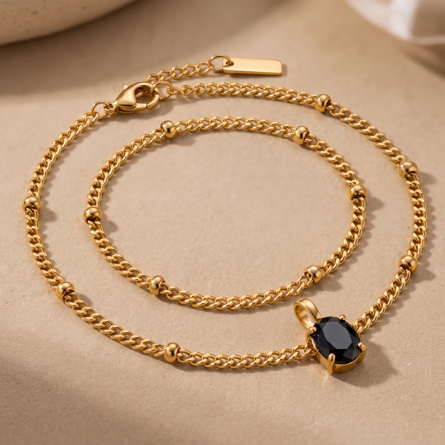Asea Obsidian Pendant Necklace — close-up detail