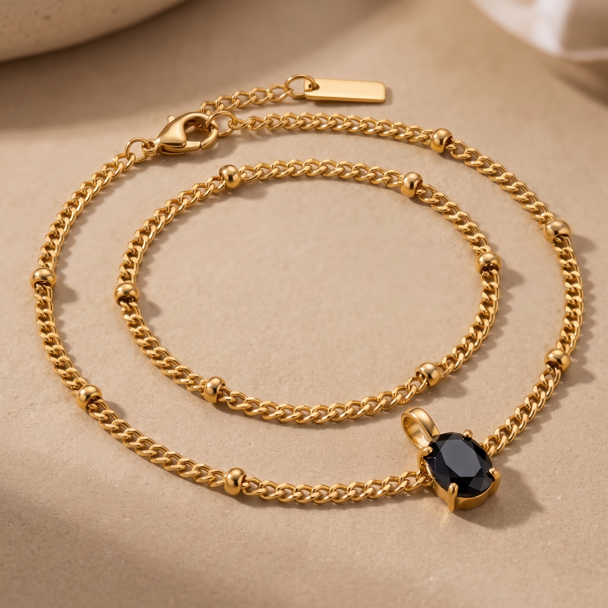 Asea Obsidian Pendant Necklace — close-up detail