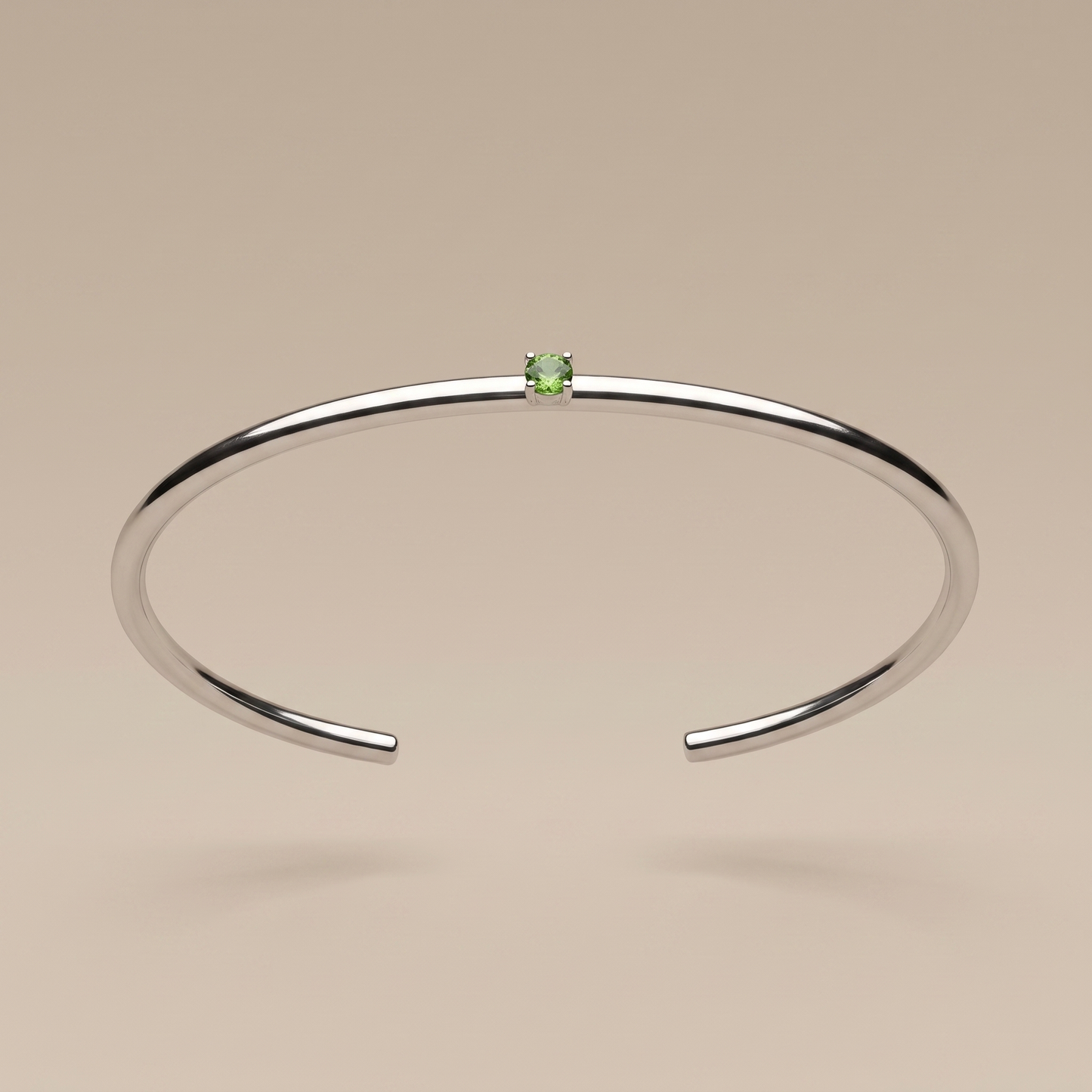 Asea Slim Emerald Stone Cuff — Silver Color