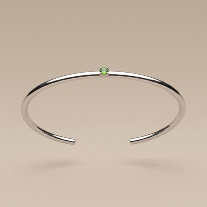 Asea Slim Emerald Stone Cuff — Silver Color