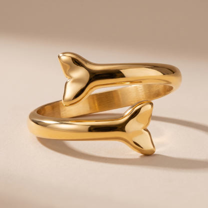 Asea Whale Tail Wrap Ring — close-up detail