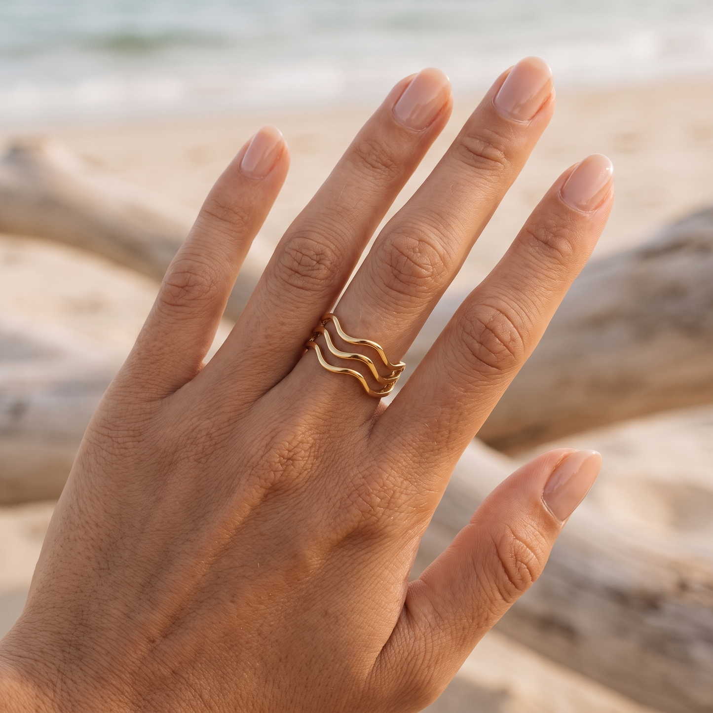 Asea Ocean Waves Ring — worn by model