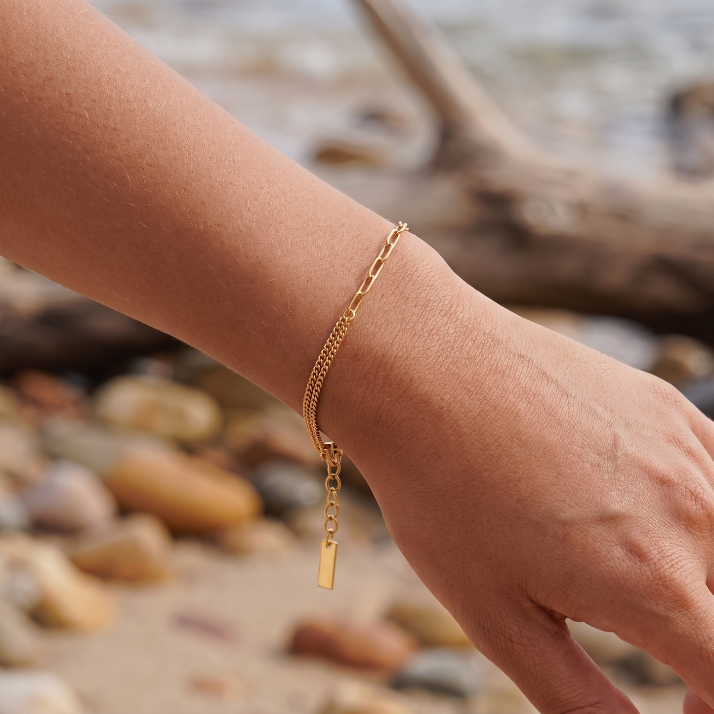 Asea Poise Mixed Chain Bracelet — worn by model