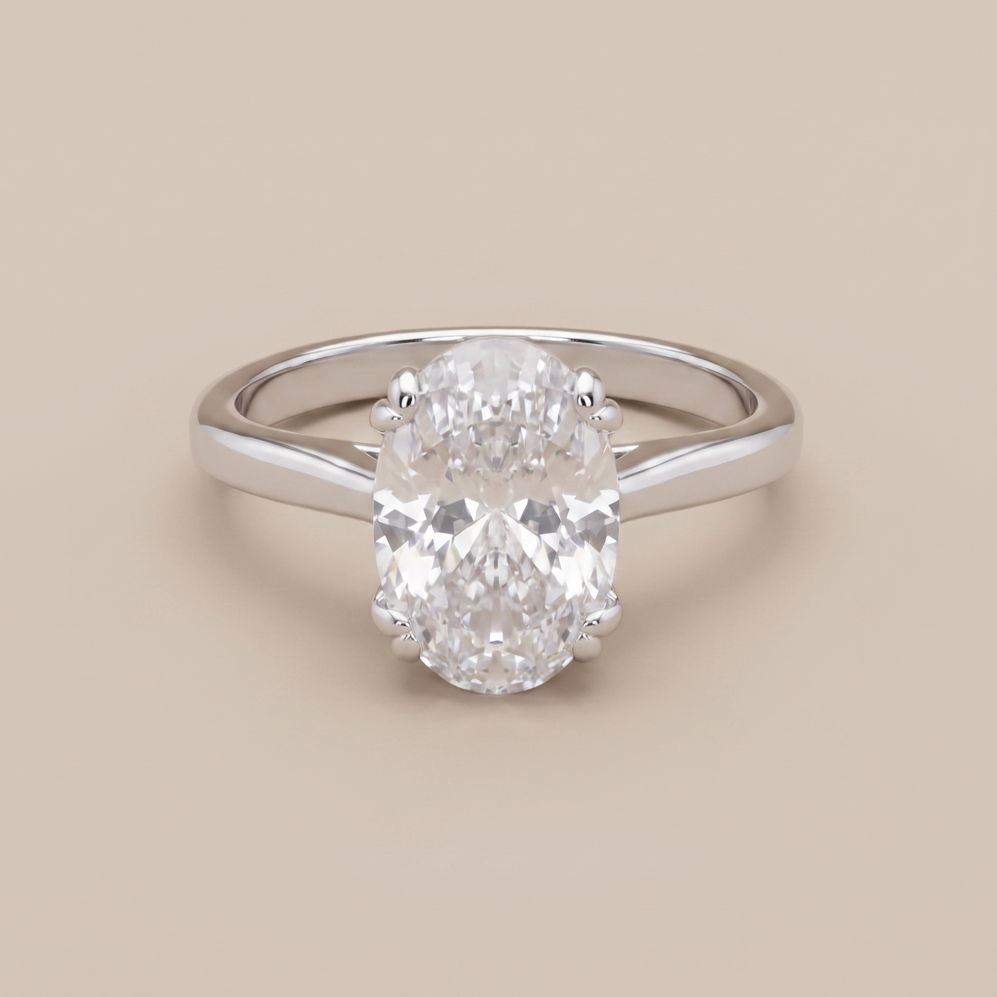 Asea Oval Cut Solitaire Ring — Silver Color